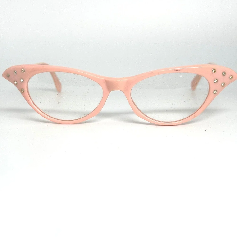 Dr Peepers Pink Cat Eye Reading Glasses Rhinestone Accents S3725 Retro 21636